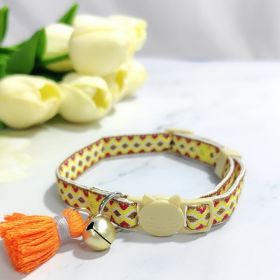 Anti-suffocation Safety Buckle Cat Collar Tassel Bell Adjustable Anchor Chain Rope (Option: 22 Diamond Orange-22cmor30cm)