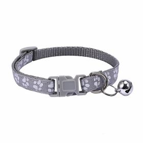 Dog Footprint Printing Applique Bell Collar (Color: Grey)