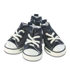 Pet Shoes Denim Canvas Breathable And Comfortable (Option: Denim Shoes Blue-No 1)