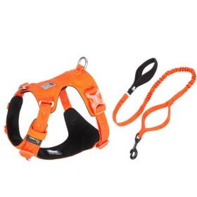 Large Pet Walking Dog Traction Rope Chest Strap (Option: Orange-M)