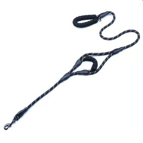 Nylon Woven Reflective Round Rope Double Handle Dog Hand Holding Rope (Option: Black-150x1.2cm)