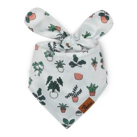 Pet Scarf Summer Pattern Dog Saliva Towel (Option: Green Potted Plant-L)