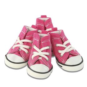 Pet Shoes Denim Canvas Breathable And Comfortable (Option: Denim Shoes Pink-No 1)