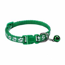 Dog Footprint Printing Applique Bell Collar (Color: Green)