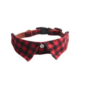 Pet Supplies Gentleman Dog Collar Bow Tie Detachable (Option: Red And Black Plaid-S)