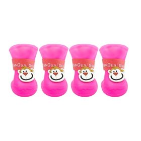 Cartoon Pet Boots Silicone Waterproof Non-slip Soft Bottom Summer Cat Supplies (Option: Pink-S)