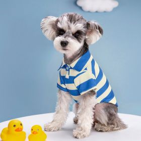 Pet Dog Polo Shirt Striped Beaded Lapel Elastic (Option: Blue Stripes-XS)