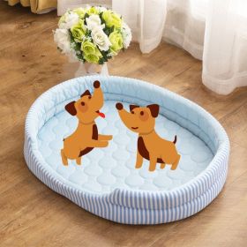 Pet Bed Ice Silk Mat Summer (Option: Blue-68x55)