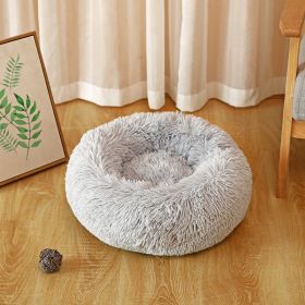 Pet Kennel Plush Long Wool (Option: Light Gray-60cm750k)