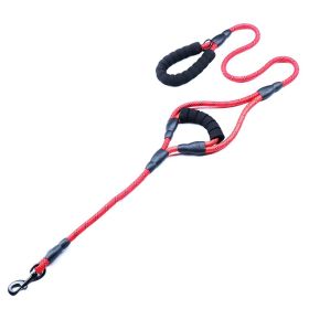 Nylon Woven Reflective Round Rope Double Handle Dog Hand Holding Rope (Option: Red-180x1.2cm)