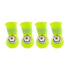 Cartoon Pet Boots Silicone Waterproof Non-slip Soft Bottom Summer Cat Supplies (Option: Fluorescent Yellow-XXL)