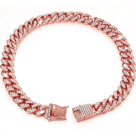 Diamond Hip Hop Dog Collar Necklace (Option: Rose Gold-16inch 40cm)