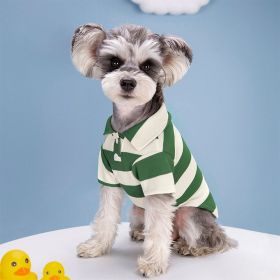 Pet Dog Polo Shirt Striped Beaded Lapel Elastic (Option: Green Stripes-2XL)