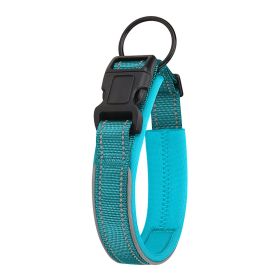 Pet Dog Reflective Polyester Collar (Option: Cyan-XL)