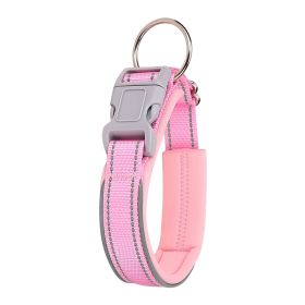 Pet Dog Reflective Polyester Collar (Option: Pink-XL)