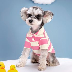 Pet Dog Polo Shirt Striped Beaded Lapel Elastic (Option: Pink Stripes-4XL)